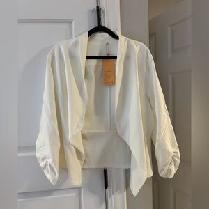 Elegant Off-White Open Front Blazer